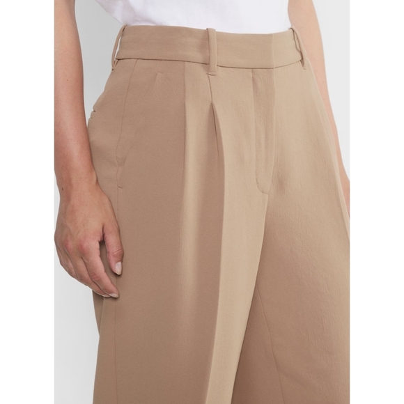 NEW WILFRED Effortless Pants Crop Gold Camel Tan Brown Wide Leg ARITZIA 2 - Picture 2 of 12